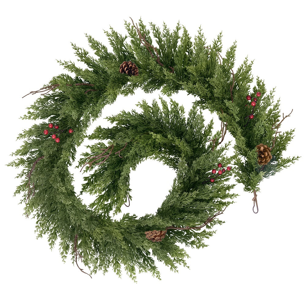 6/9/12FT Natural Touch Cypress Garland(Soft Branches)