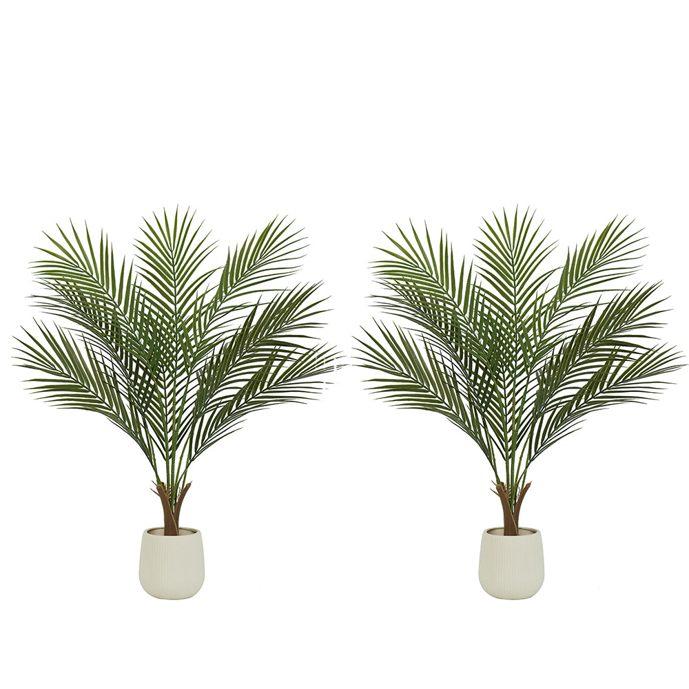 2.6FT 2SET Artificial Palm Tree Bonsai(with white pots)
