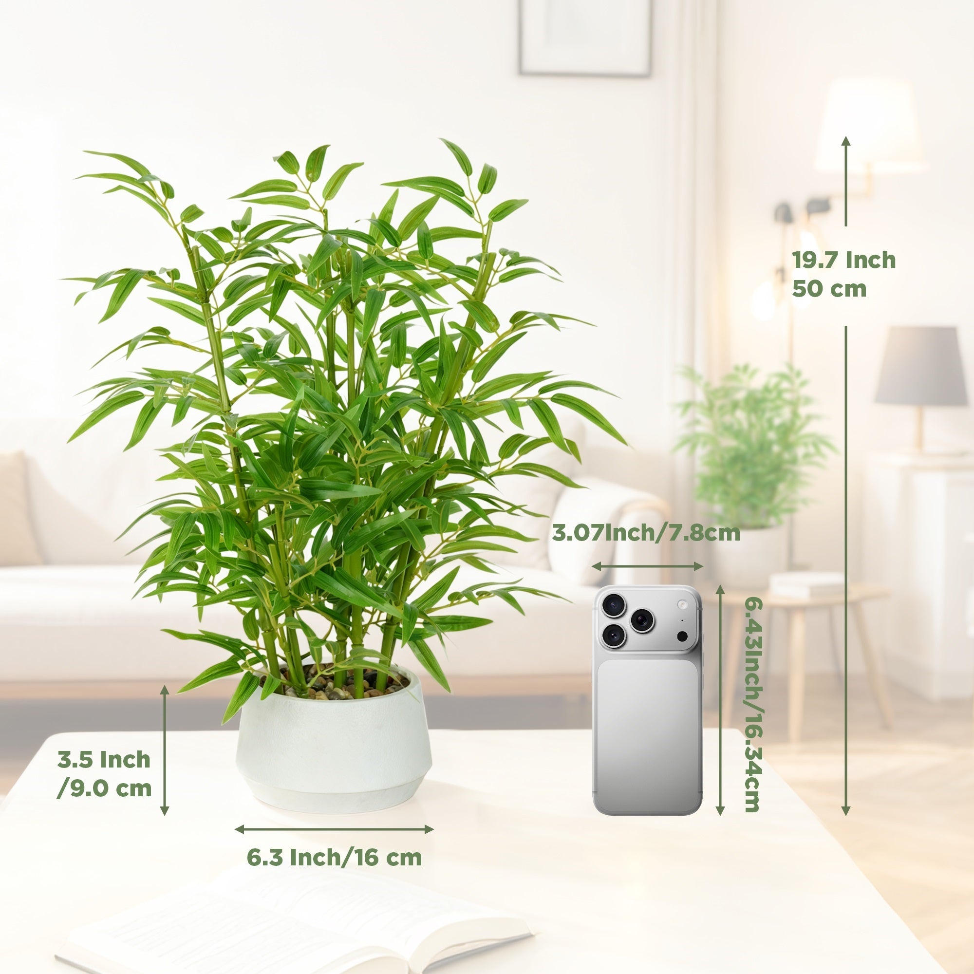 1.5FT (50CM) Artificial Bamboo Bonsai(With White Pot)