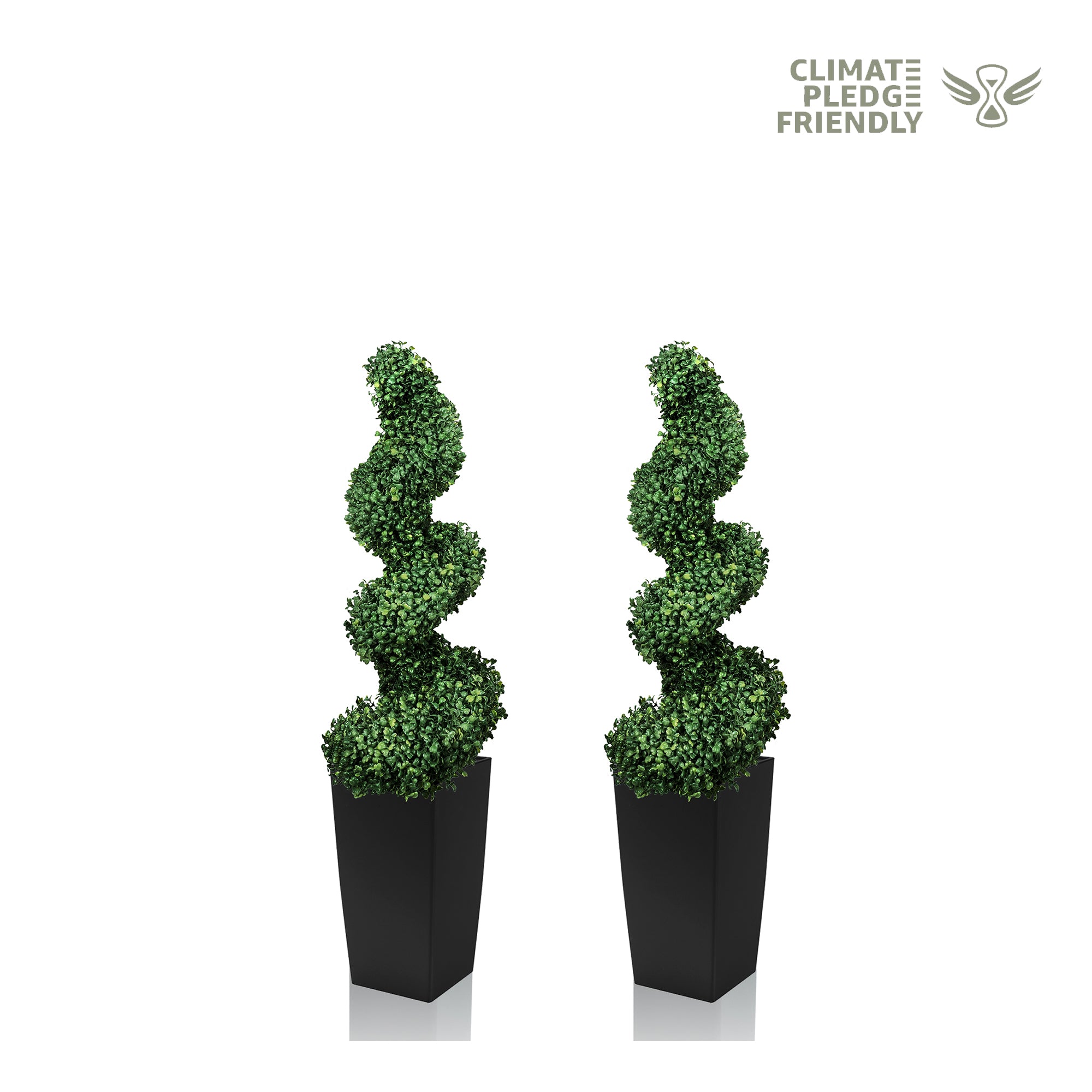 2/3/4FT Artificial Milan Grass Spiral Topiary Tree With Black Pot