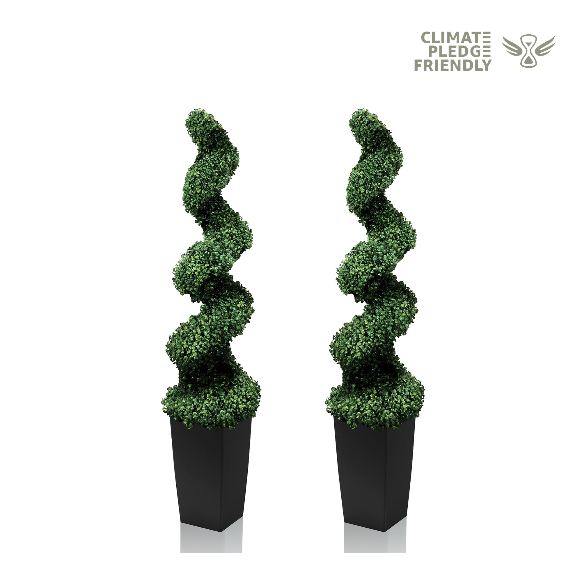 2/3/4FT Artificial Milan Grass Spiral Topiary Tree With Black Pot