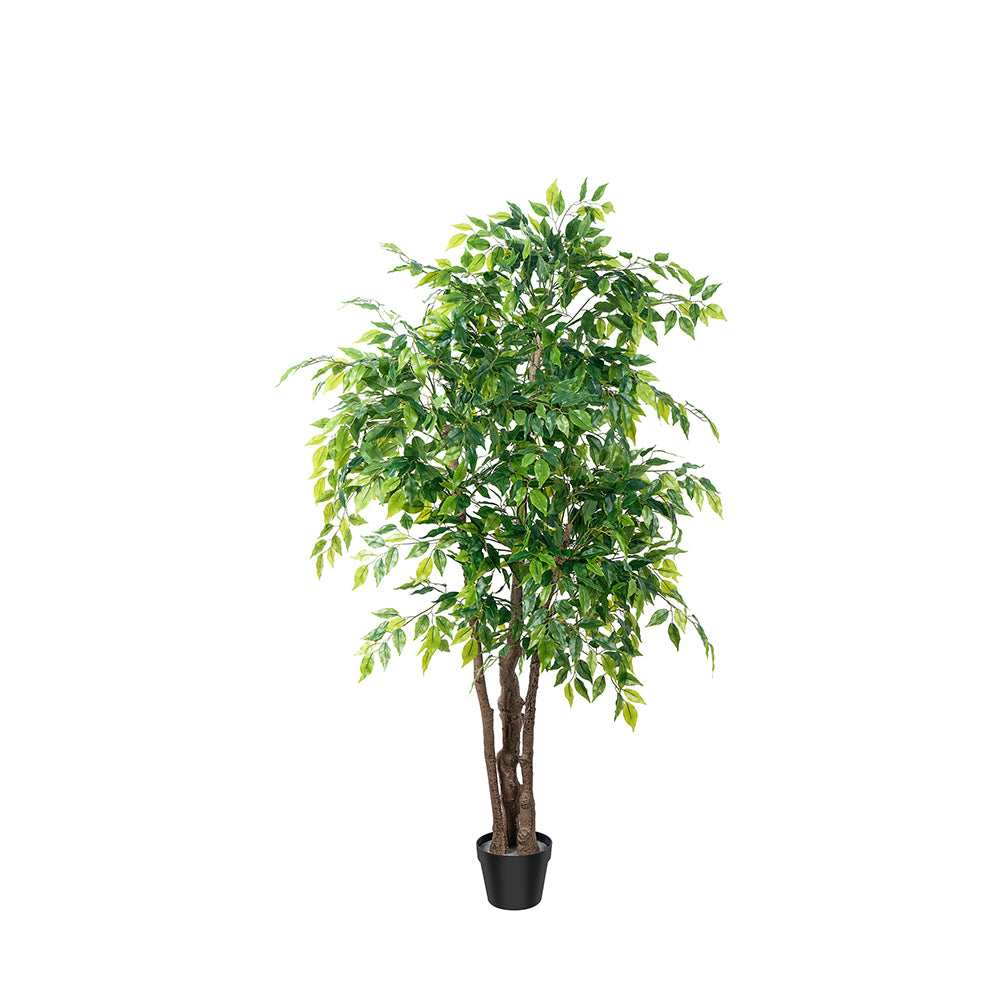 Plantas artificiales altas | Ficus artificial de 1,8 m (con plástico blanco)
