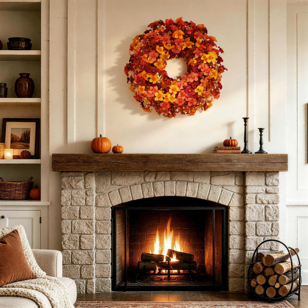 22" Artificial Autumn Morning Glory Wreath