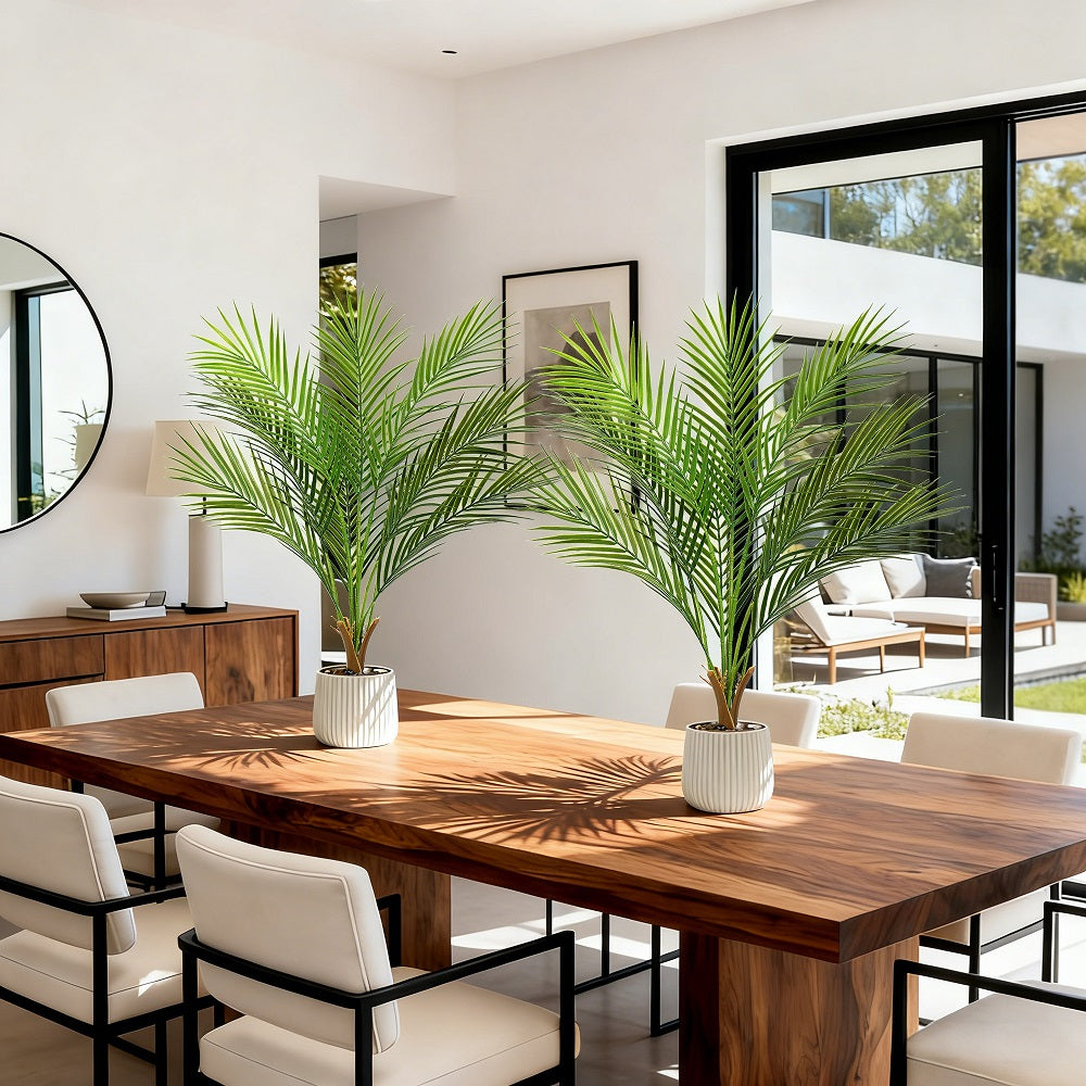 2.6FT 2SET Artificial Palm Tree Bonsai(with white pots)