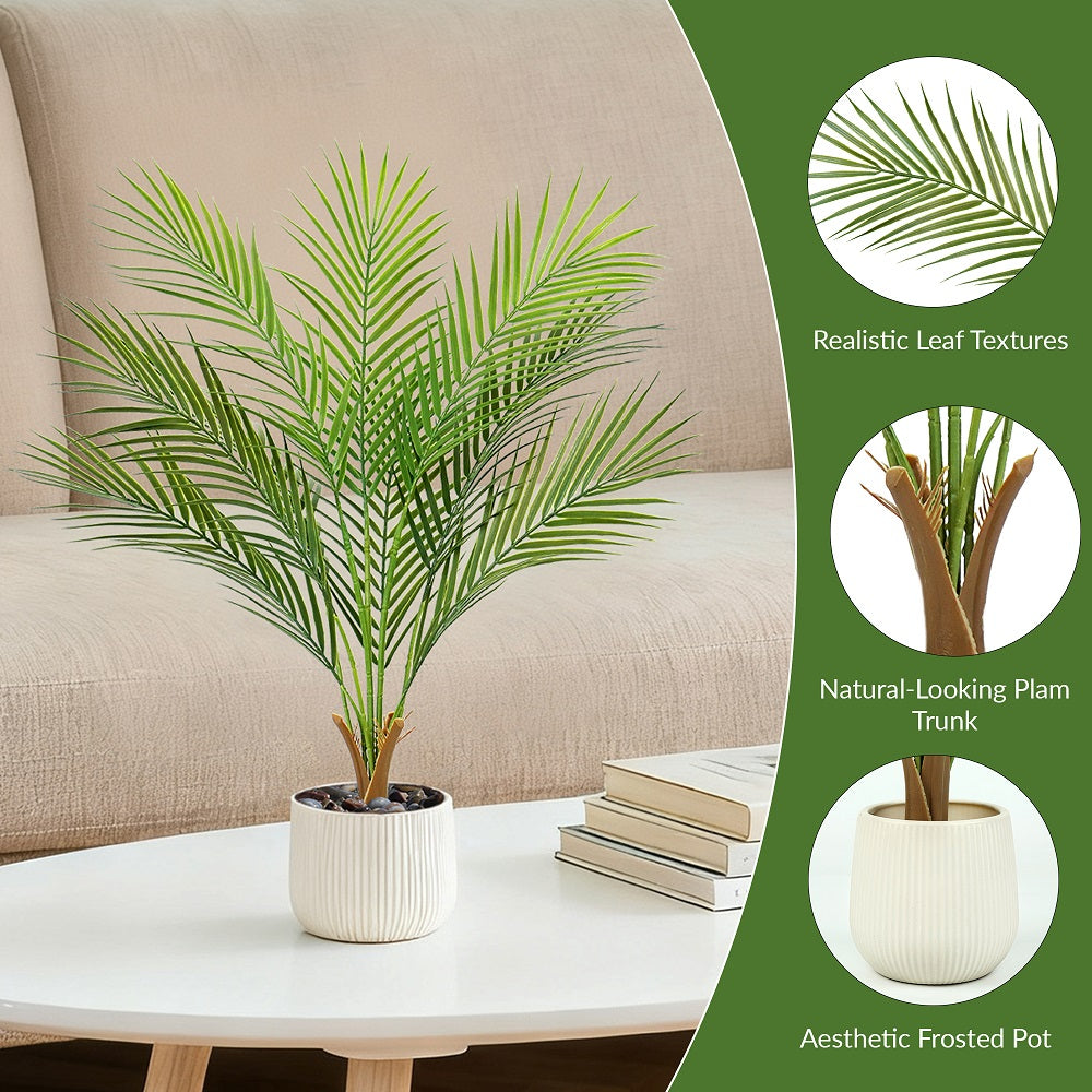 2.6FT 2SET Artificial Palm Tree Bonsai(with white pots)