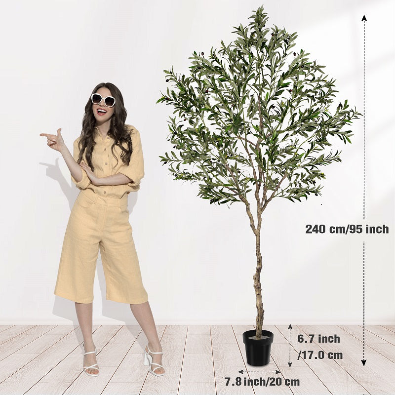 Indoor Plants | Faux Plants | Home Decor | 8FT Artificial Olive Tree(1808 leaves 76 fruits)