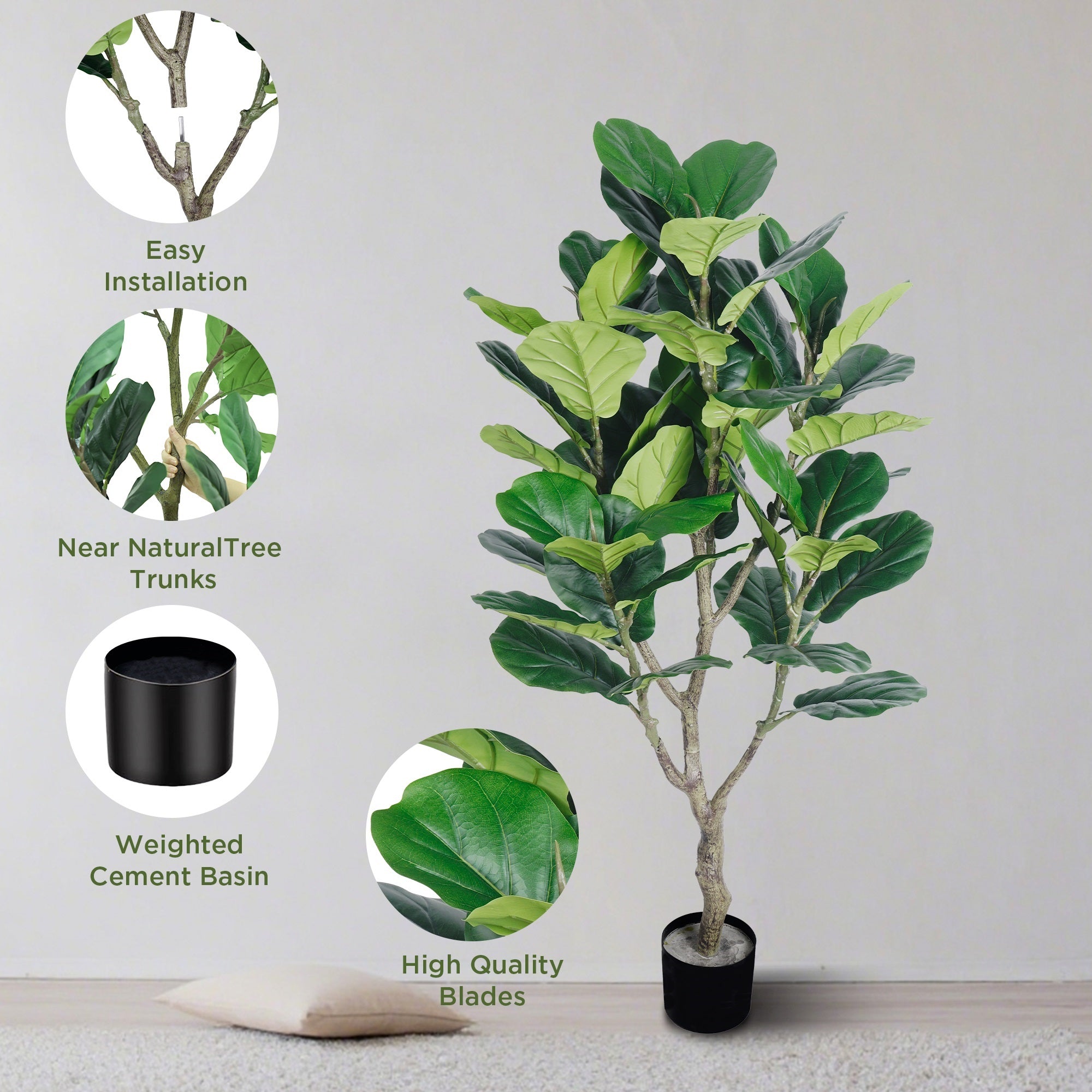 4.5FT Artificial Ficus Lyrata Fiddle Leaf
