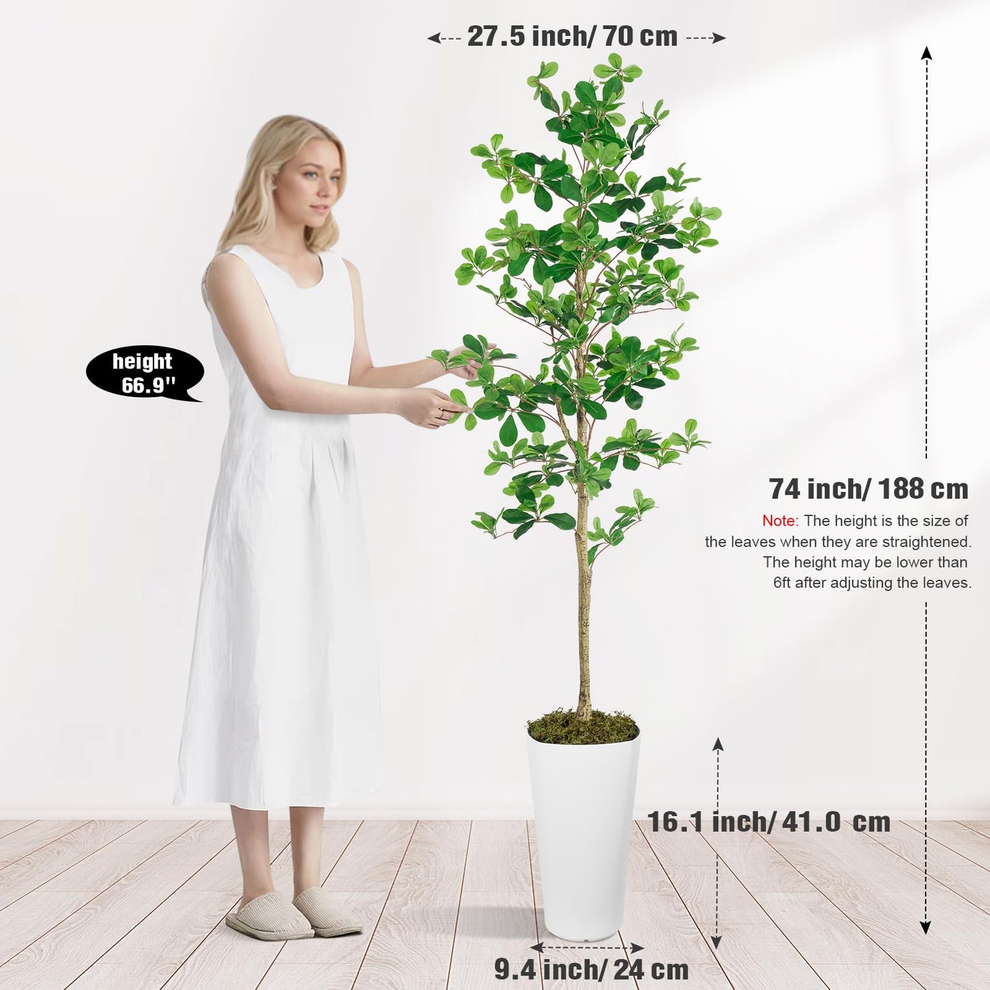 Indoor Faux Tree | 6FT Black Faux OliveTree(With White Plastic Pot)