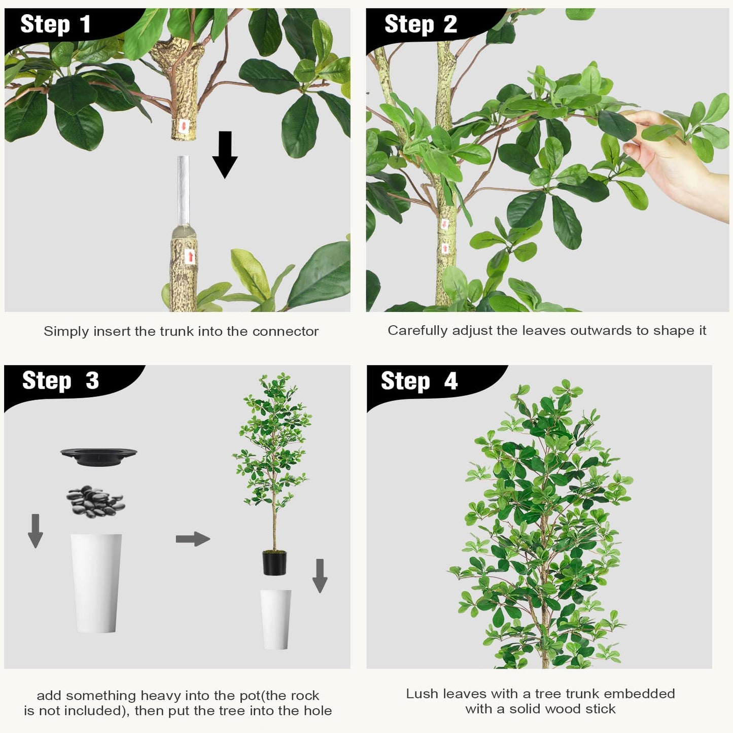 Indoor Faux Tree | 6FT Black Faux OliveTree(With White Plastic Pot)