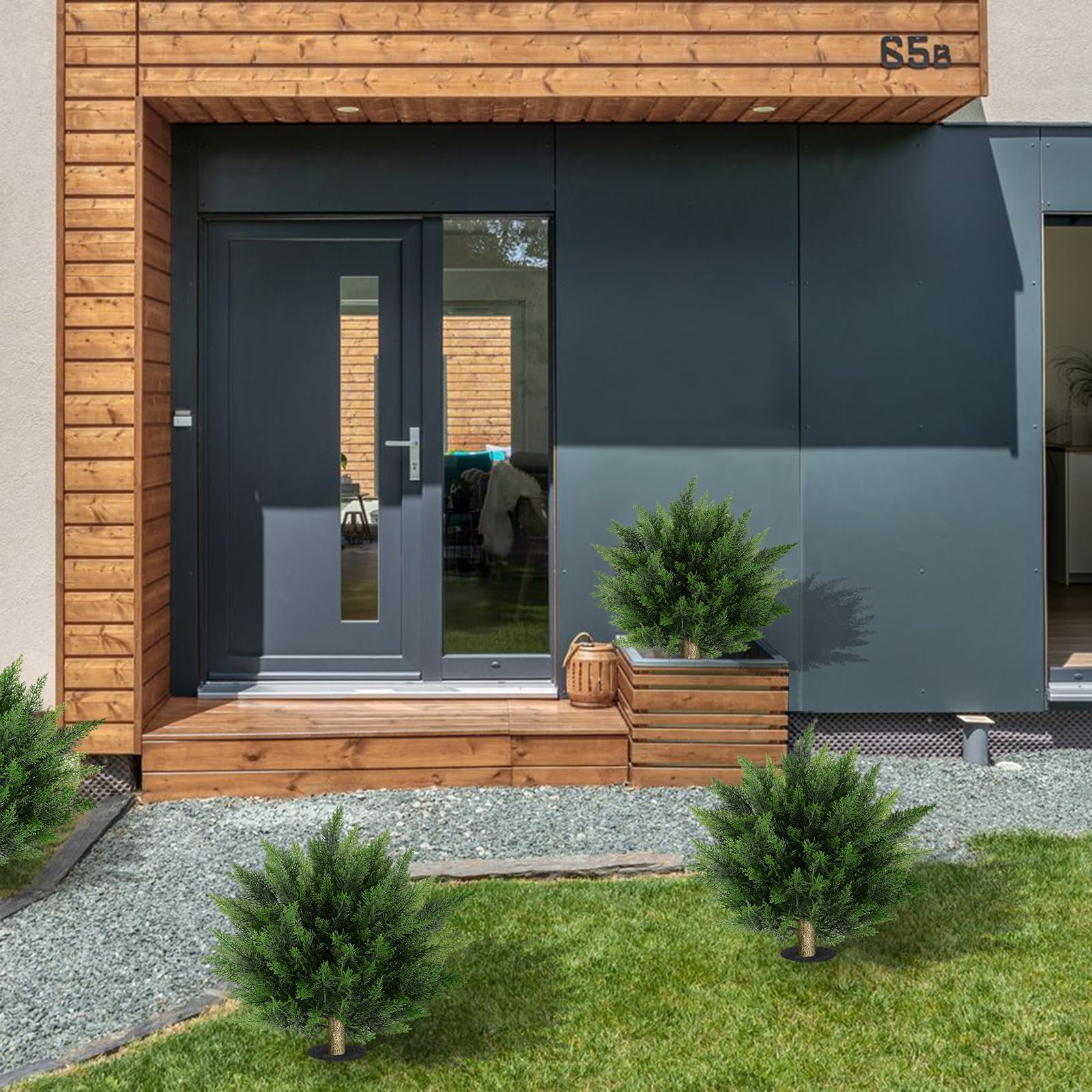 Plantas de exterior | Plantas artificiales | Decoración del hogar | Juego de 2 cipreses topiarios artificiales de 72 cm / cedro artificial