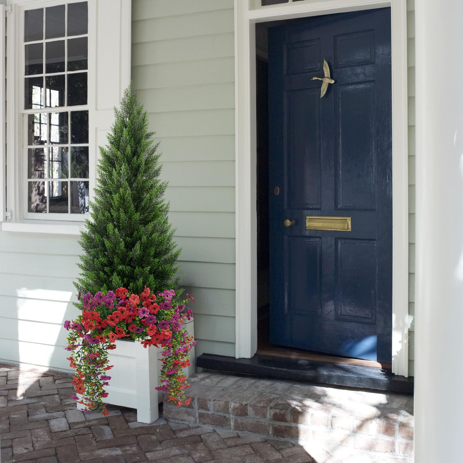 3/4/5FT Artificial Topiary Cedar Trees With 12 DIY Bundles Faux Silk Flowers