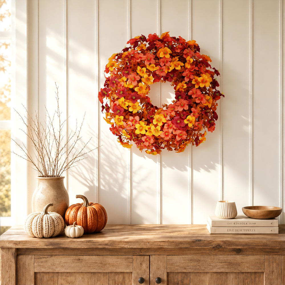 22" Artificial Autumn Morning Glory Wreath