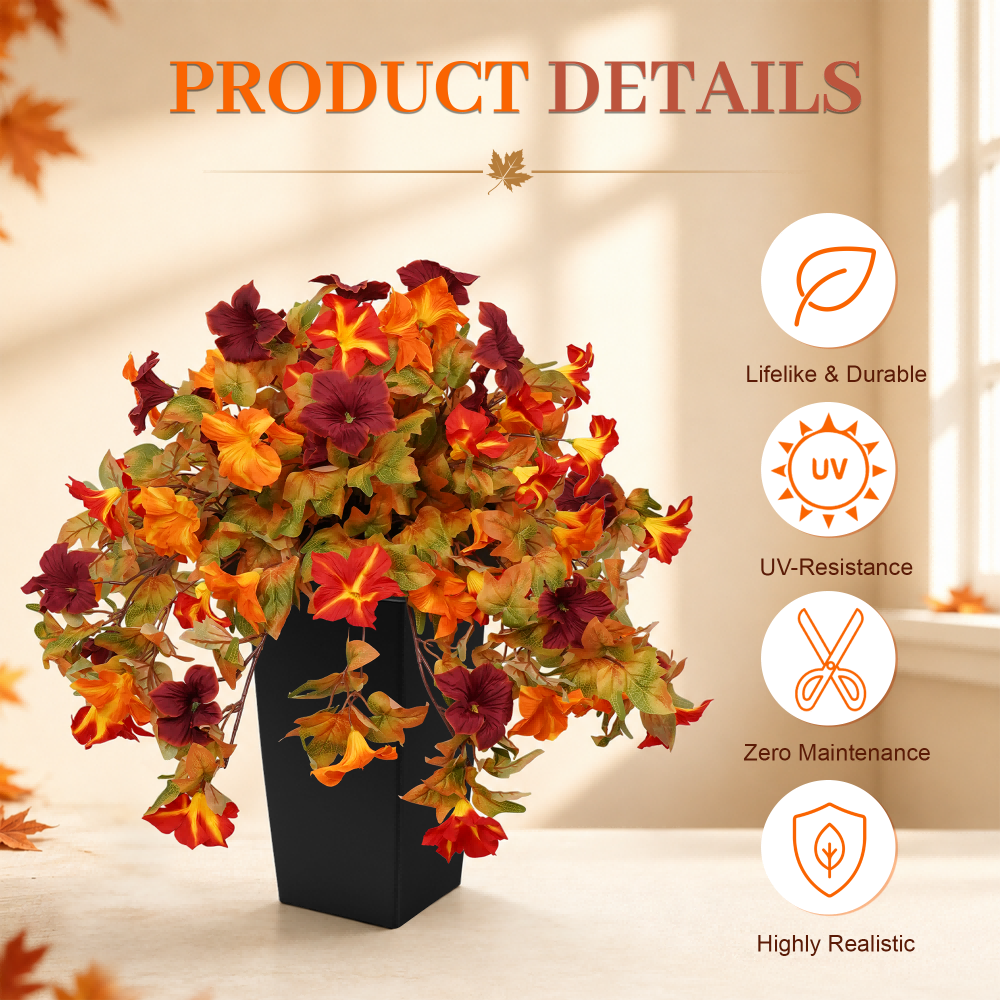 2' Artificial Fall Morning Glory Plants