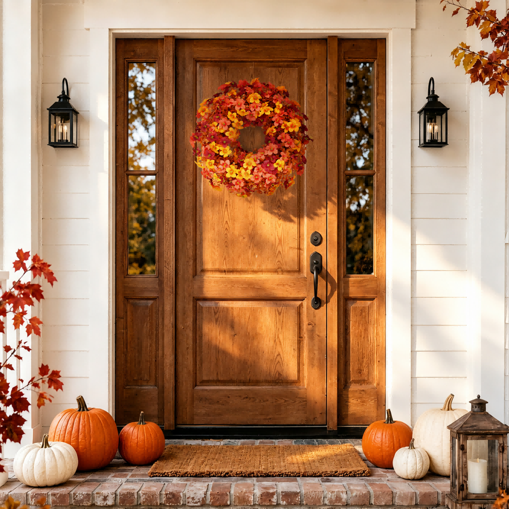 22" Artificial Autumn Morning Glory Wreath