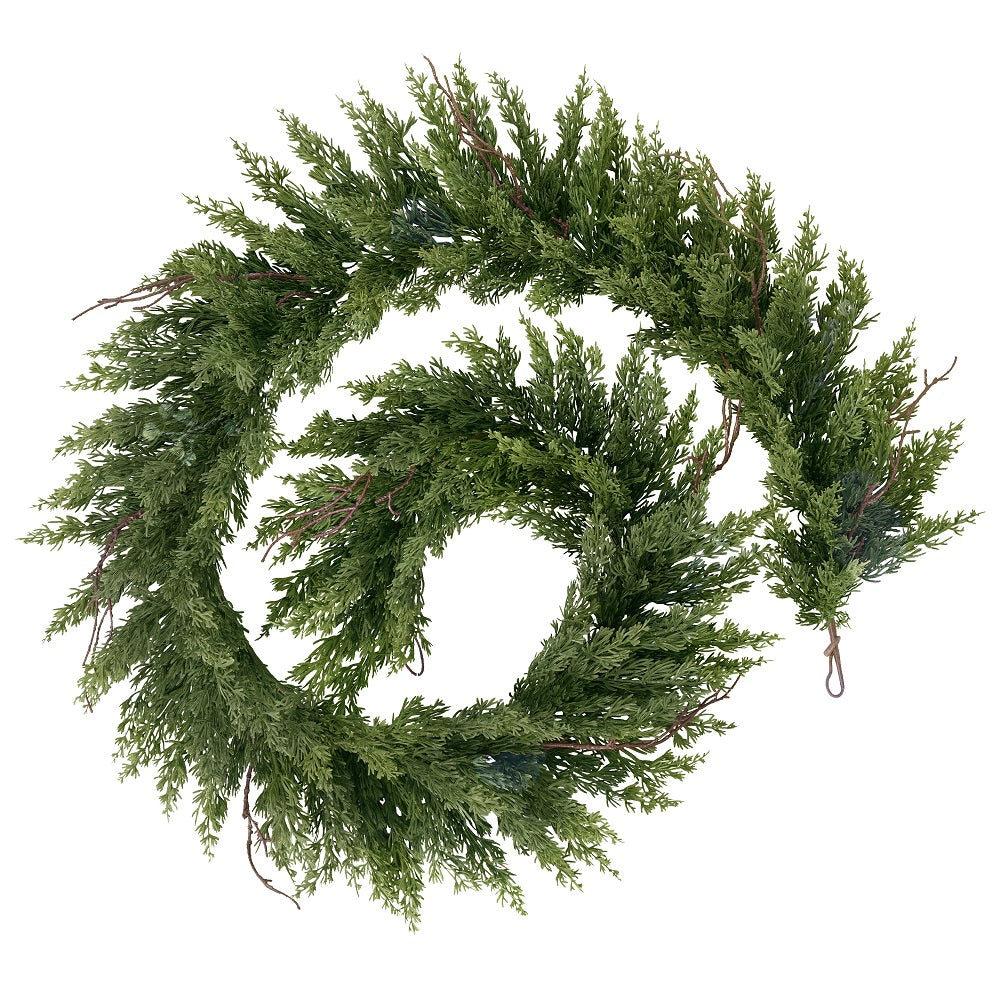 6/9/12FT Natural Touch Cypress Garland(Soft Branches)