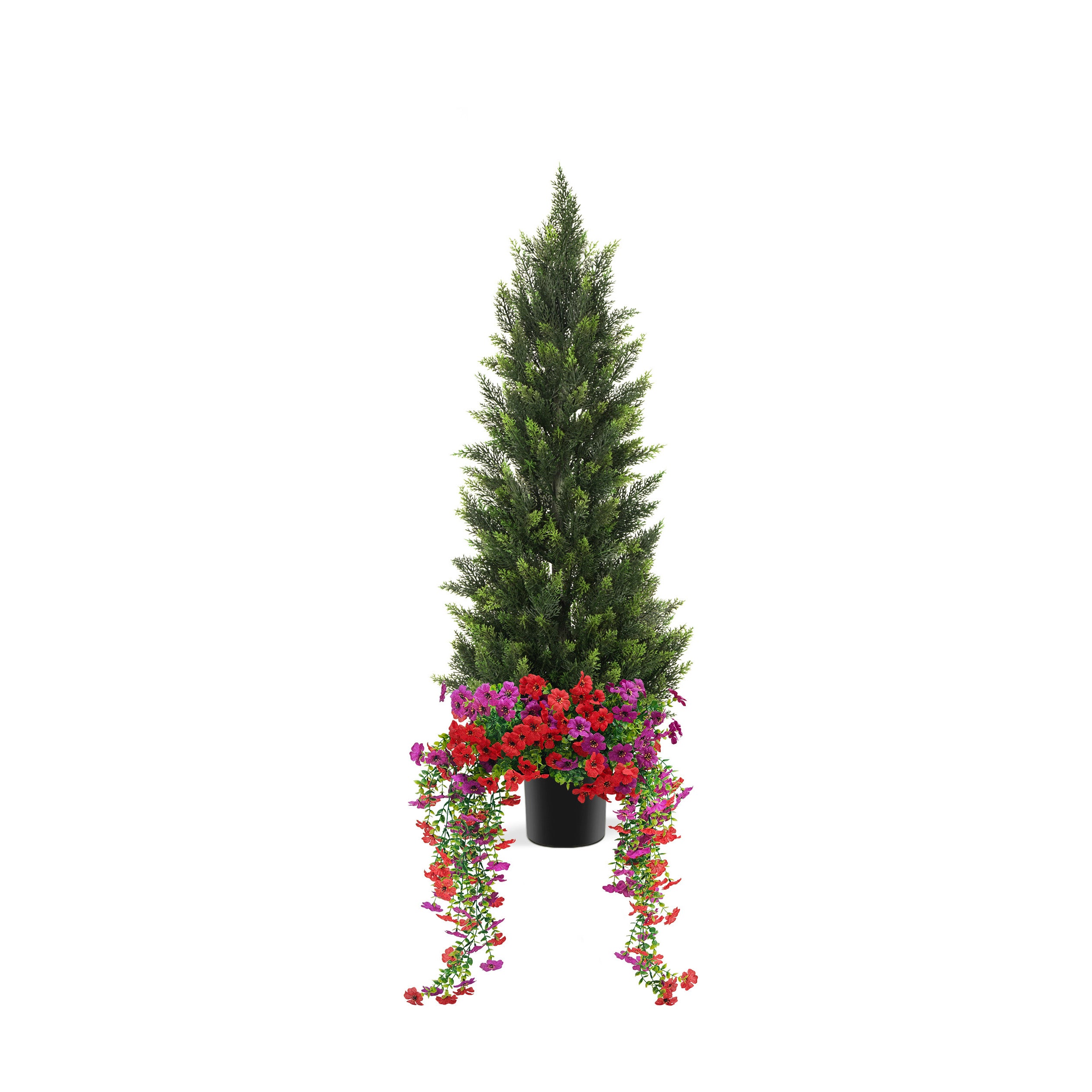 3/4/5FT Artificial Topiary Cedar Trees  With 12 DIY Bundles Faux Silk Flowers