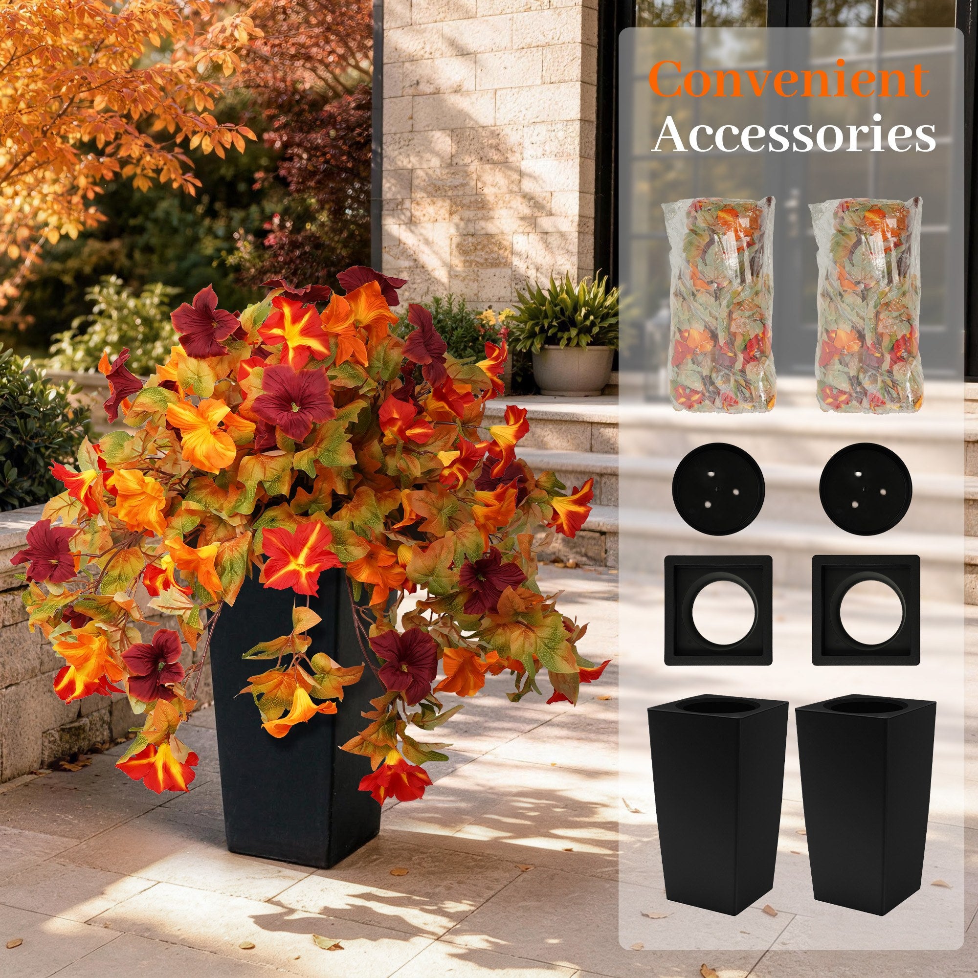 2' Artificial Fall Morning Glory Plants