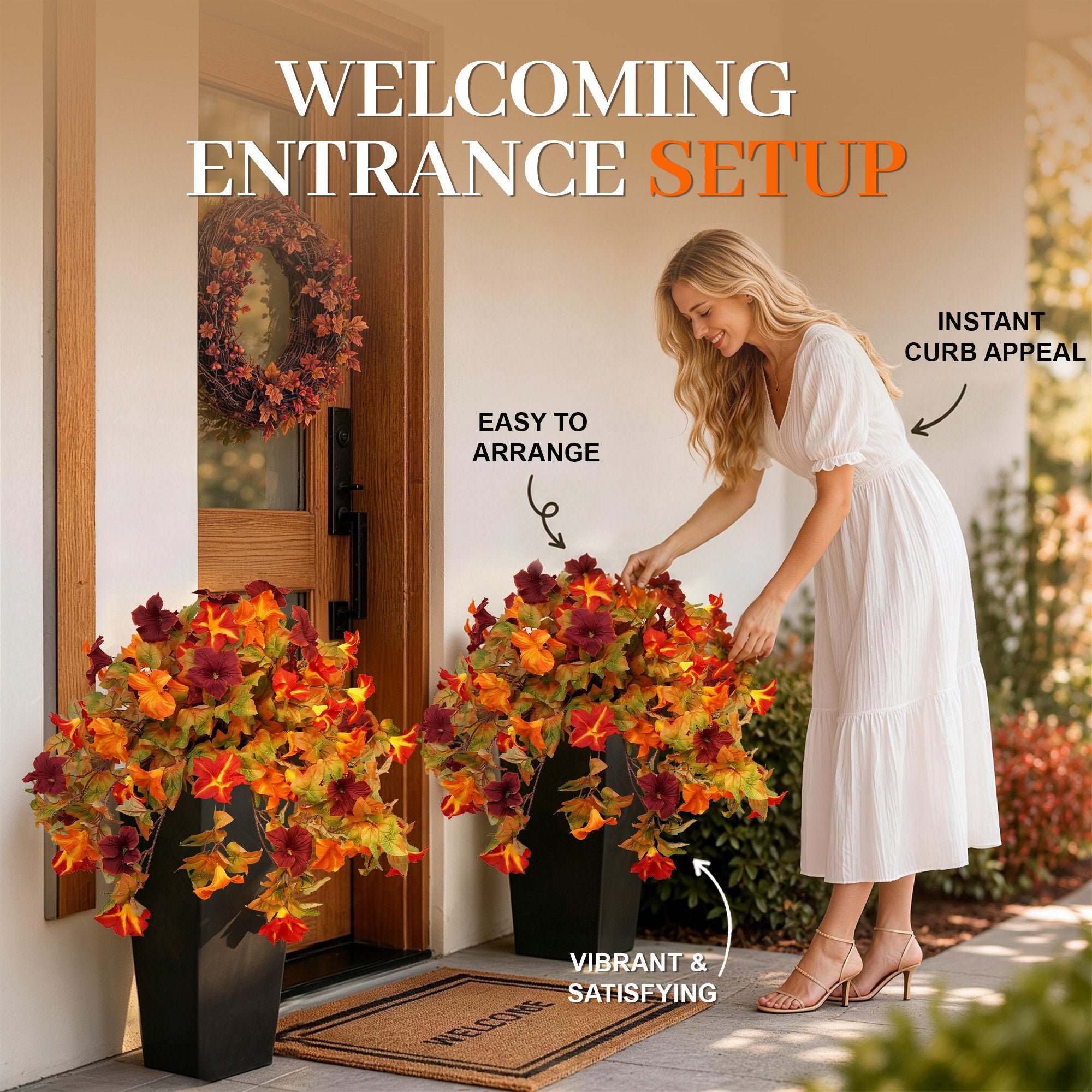 2' Artificial Fall Morning Glory Plants