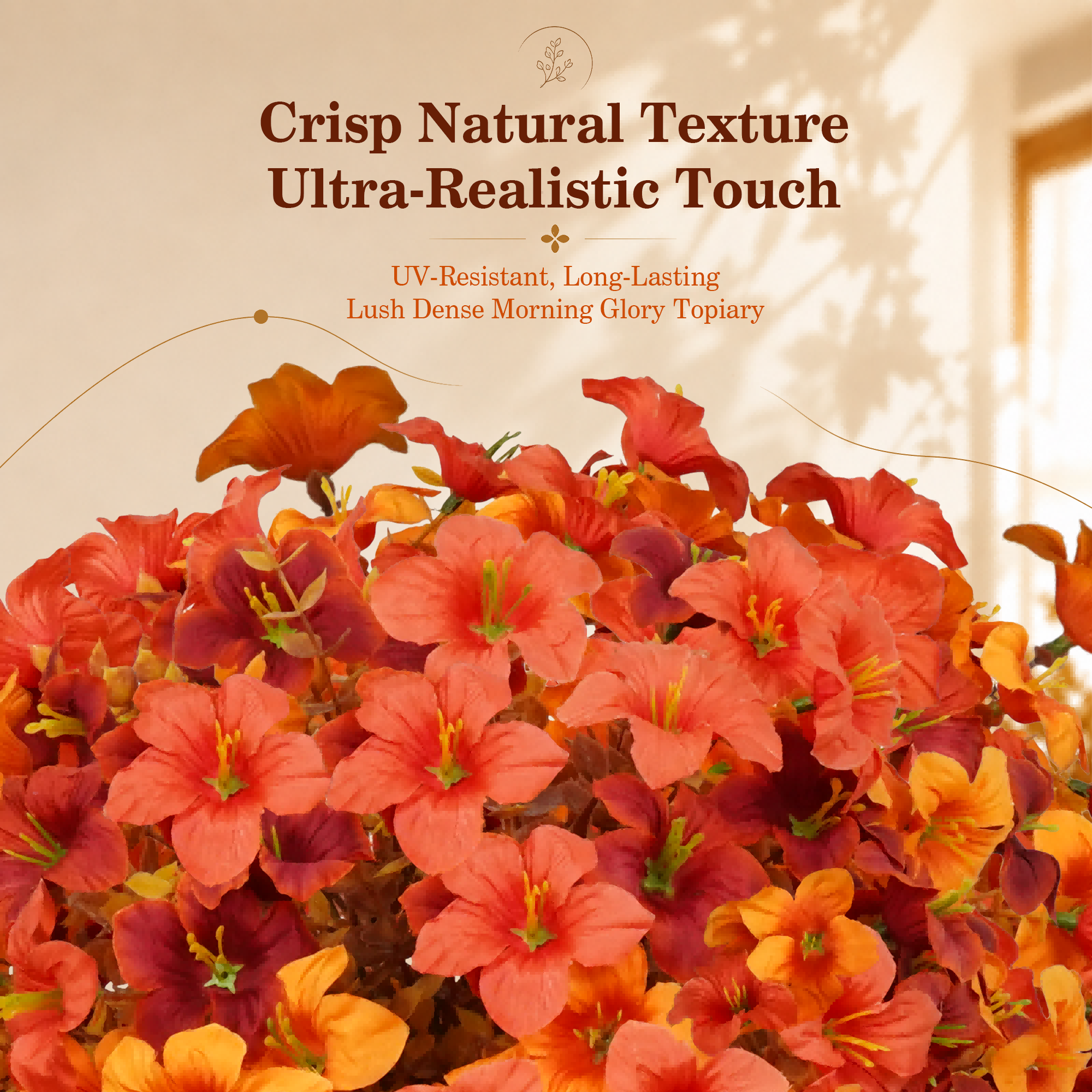 1.8' Artificial Fall Morning Glory Topiary Stakes