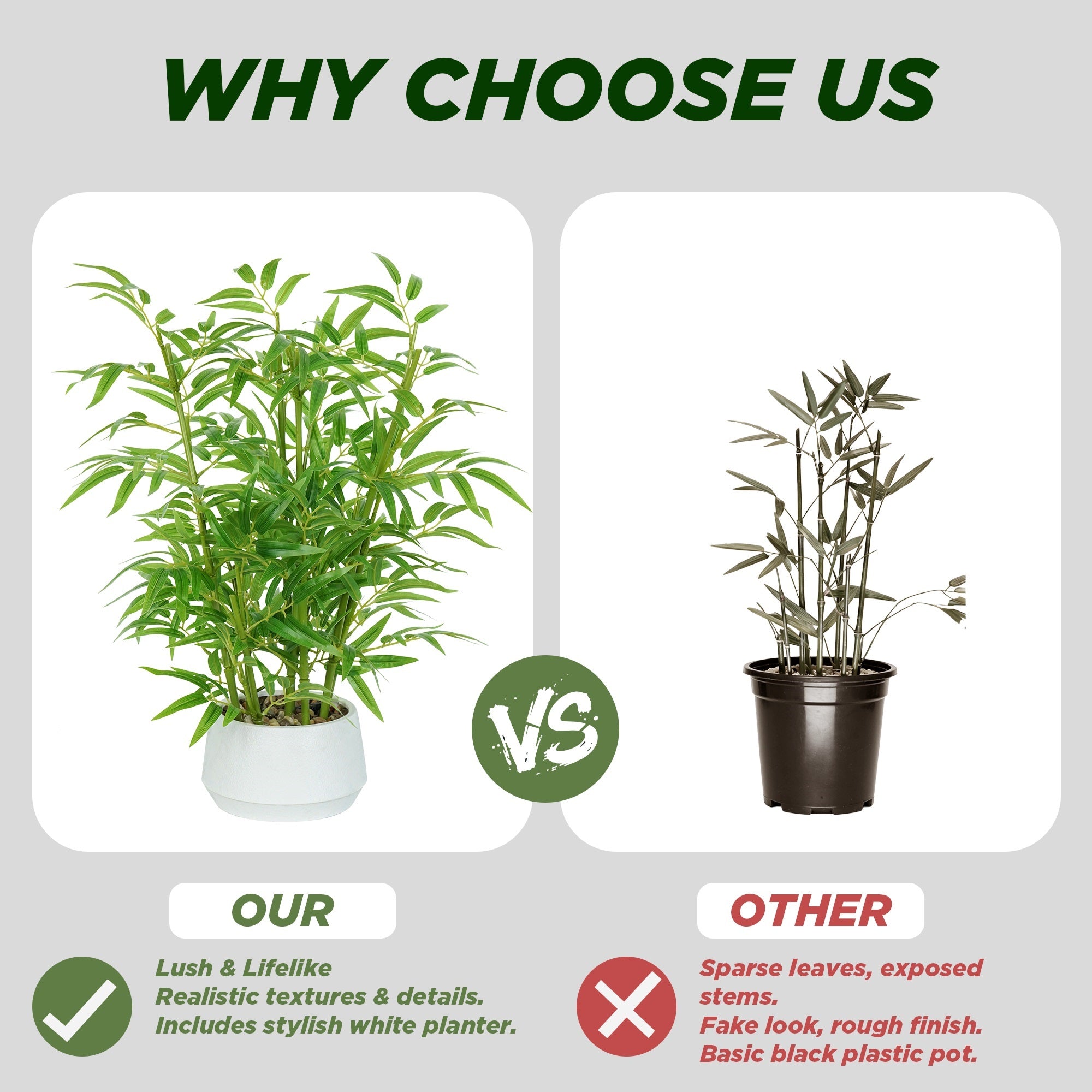 1.5FT (50CM) Artificial Bamboo Bonsai(With White Pot)