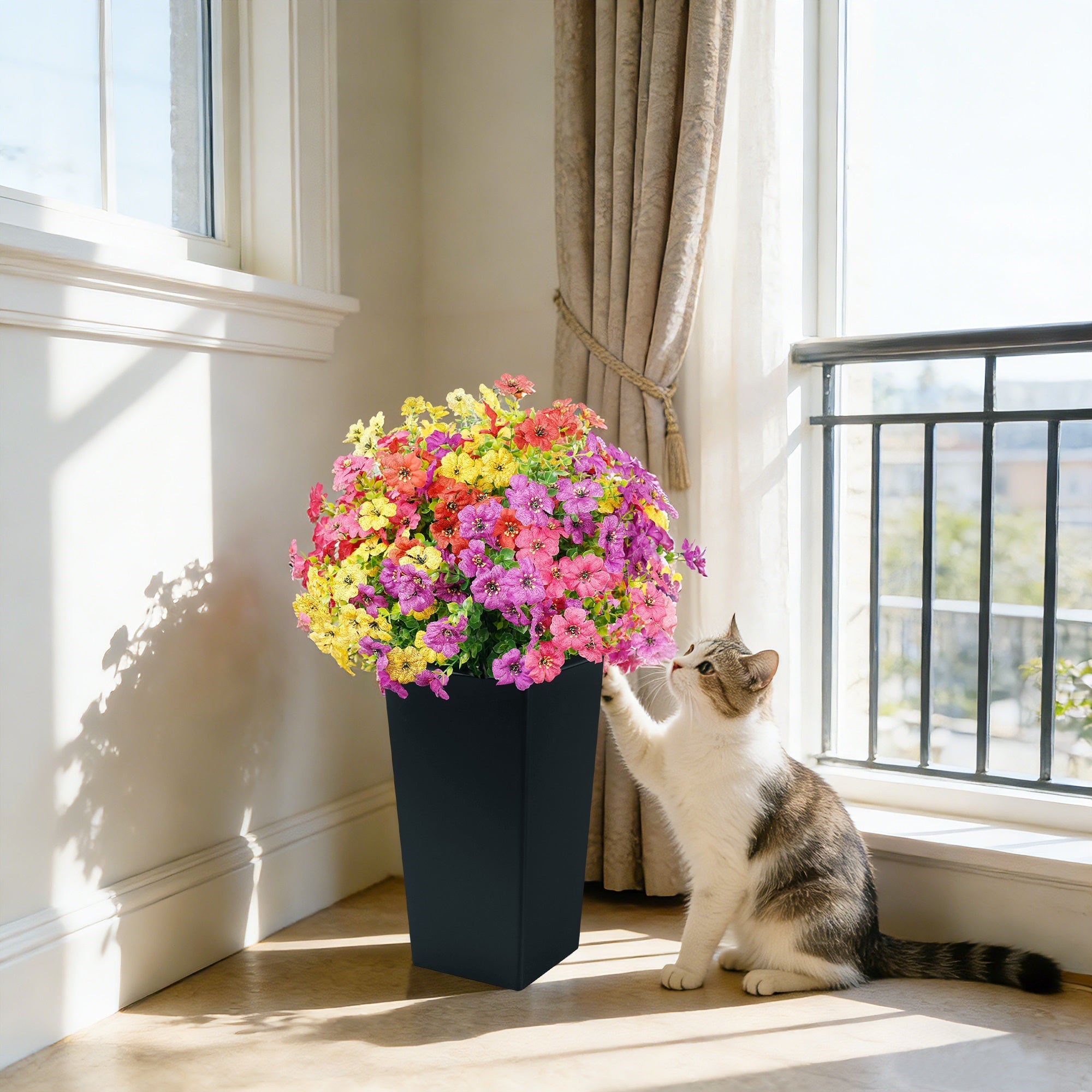 Silk Artificial Violets With Black Pot(Available for purchase on February 24)