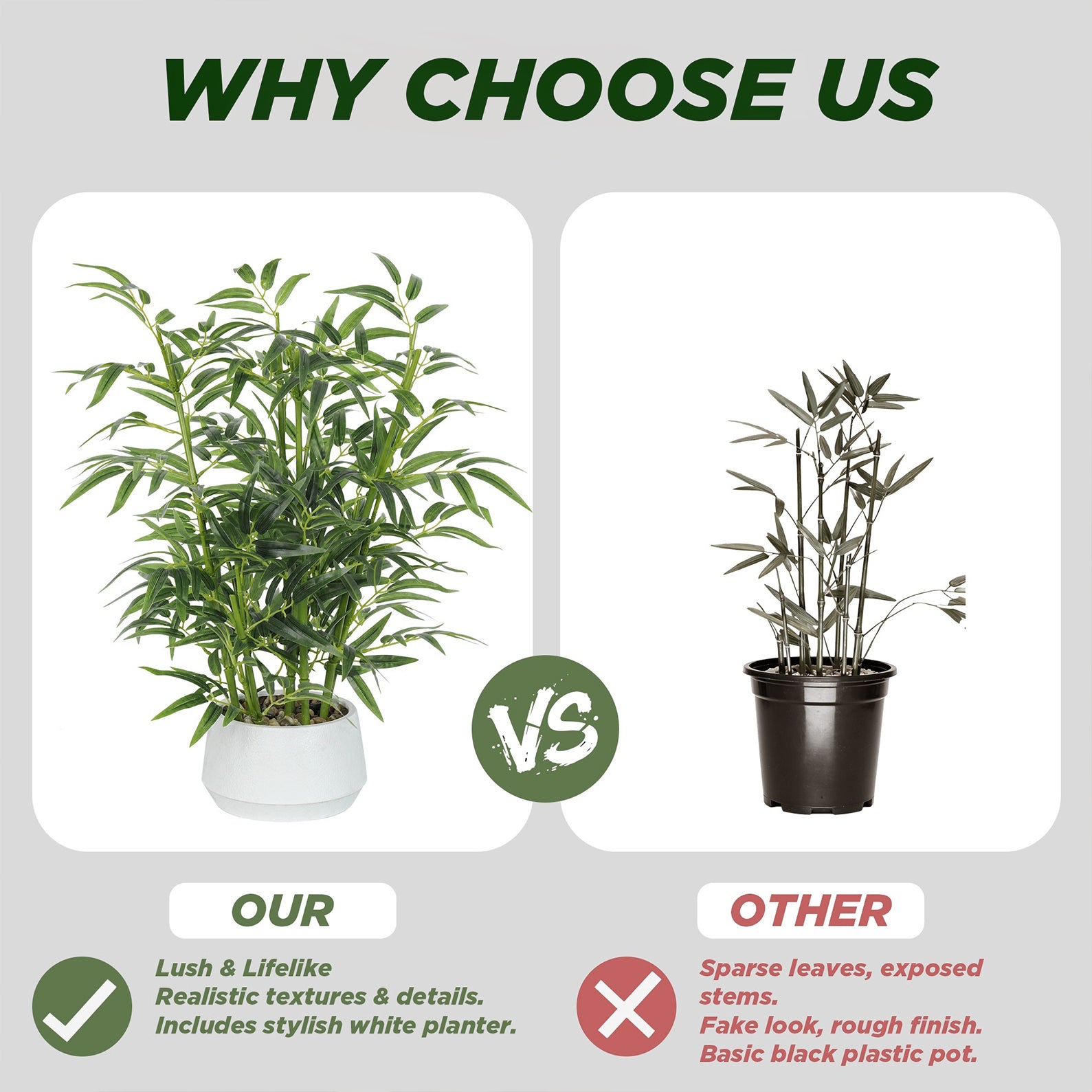 1.5FT (50CM) Artificial Lucky Bamboo Bonsai(With White Pot)