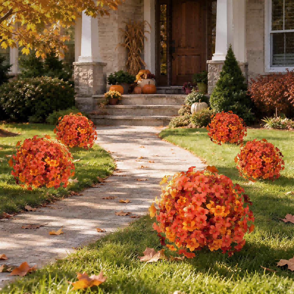 1.8' Artificial Fall Morning Glory Topiary Stakes