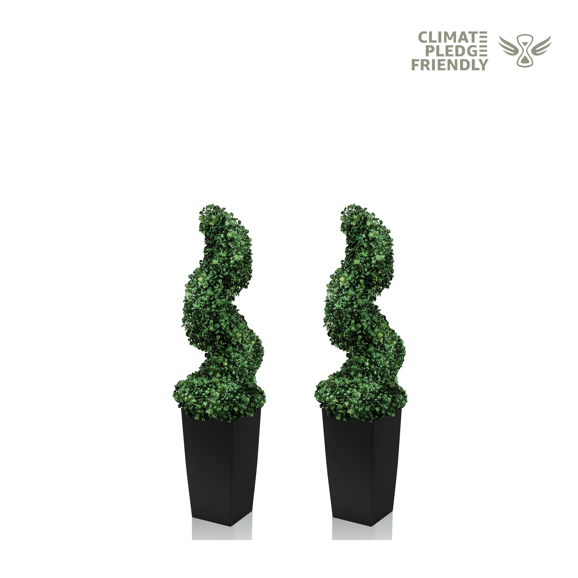 2/3/4FT Artificial Milan Grass Spiral Topiary Tree With Black Pot