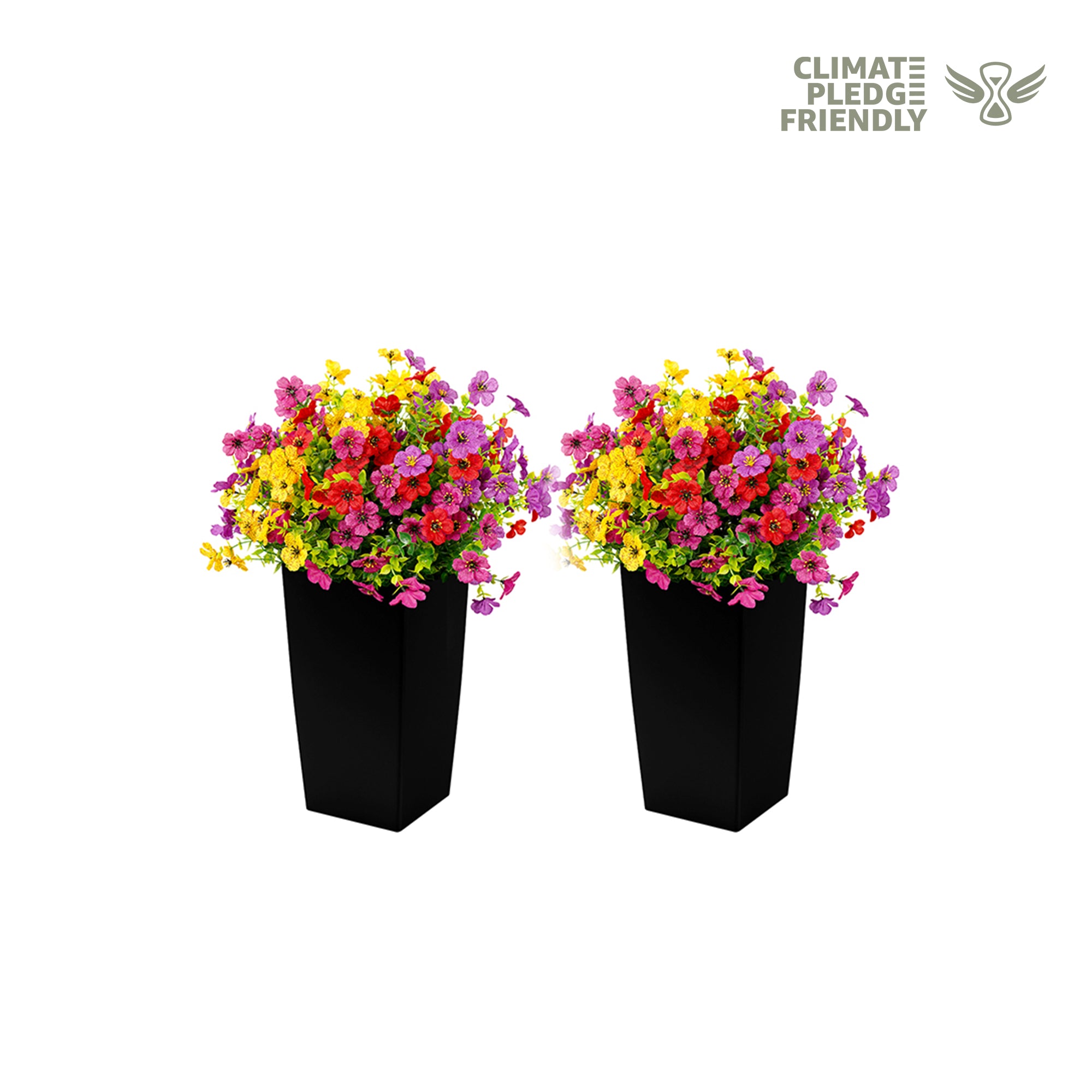 24Inch 2Set Silk Artificial Violets With Black Pot