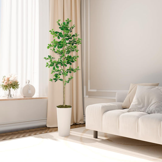 Indoor Faux Tree | 6FT  Black Faux OliveTree(With White Plastic Pot)