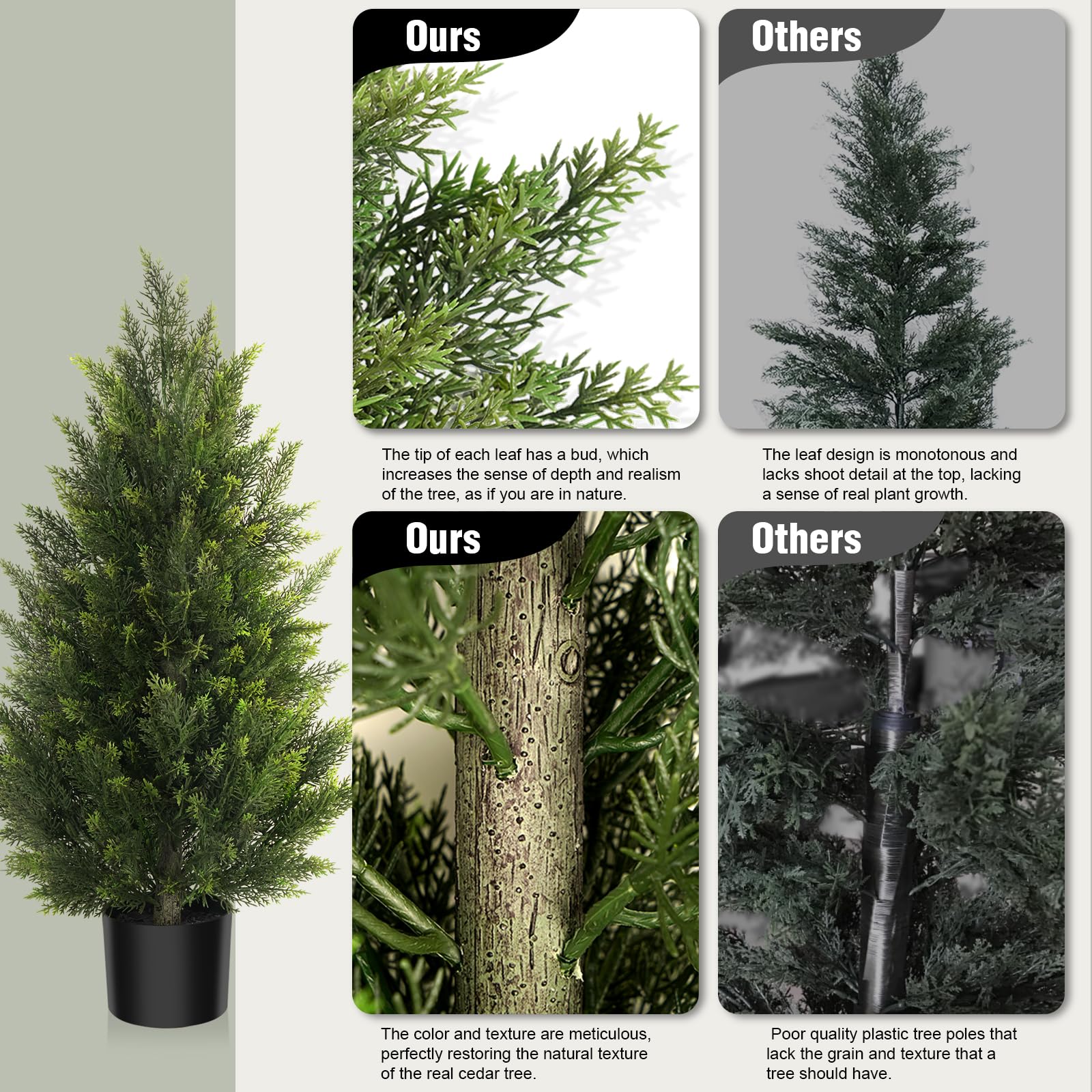 3/4/5 FT Artificial Cedar Tree