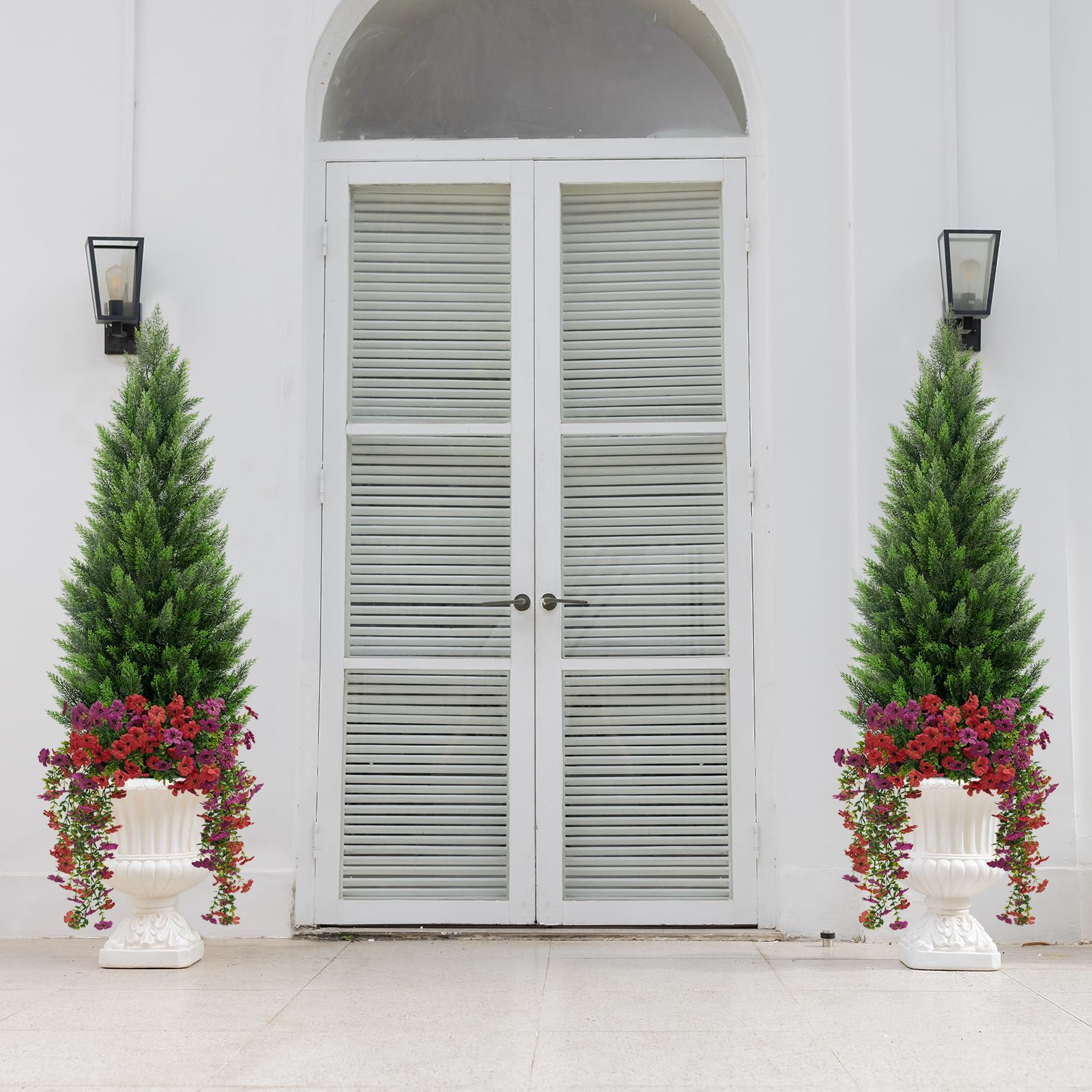 3/4/5FT Artificial Topiary Cedar Trees  With 12 DIY Bundles Faux Silk Flowers